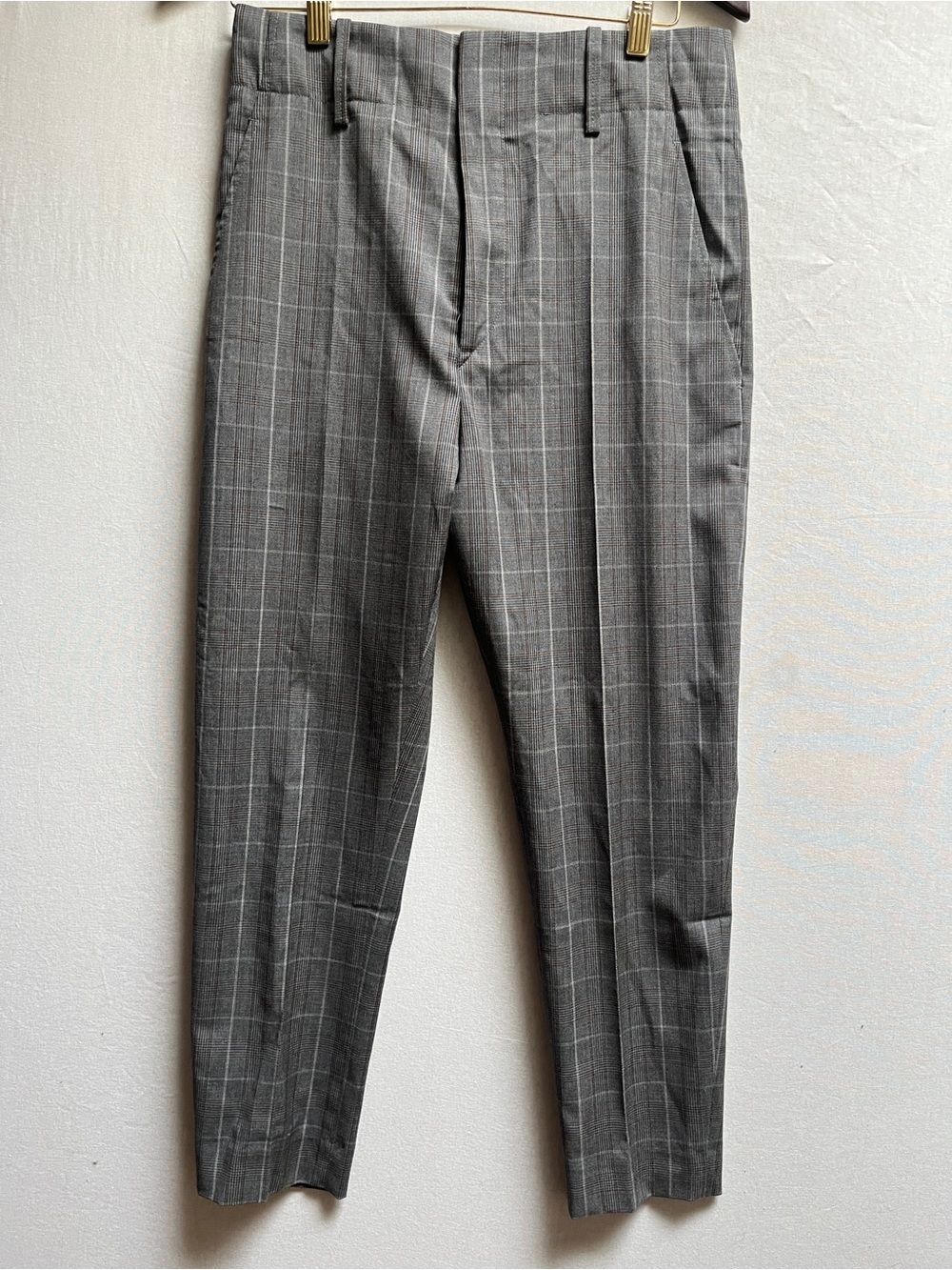 Étoile Isabel Marant Gray Windowpane Check Straight Leg Trousers SZ 38 - US 8